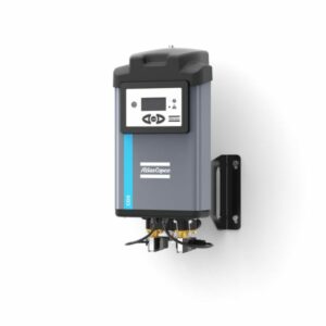 CD 3 grey atlas copco dessicant dryer with white control panel with power button and arrows